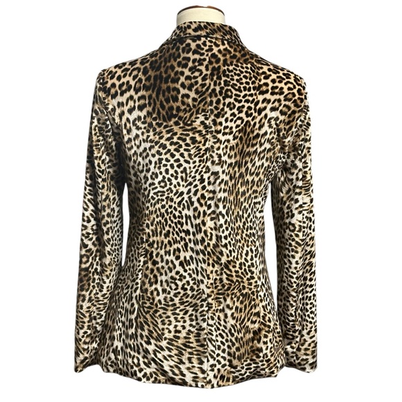 Libby Edelman Leopard Print Blazer Casual Velour Animal Print Jacket Size Medium - Picture 3 of 7